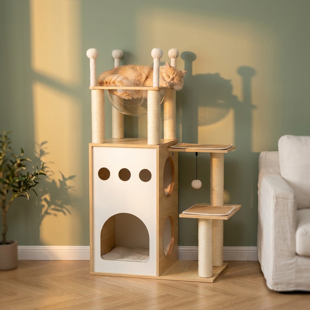 Arbre a chat en bois naturel