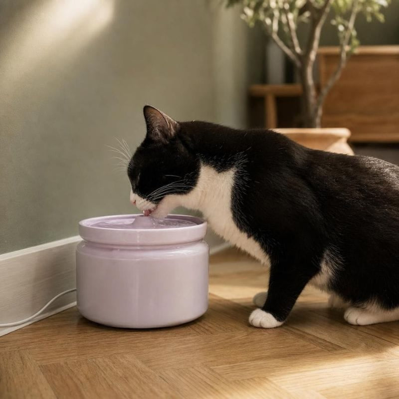 Fontaine à eau chat céramique silencieuse — Oto Chez Neko
