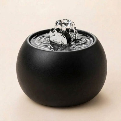 Fontaine à eau céramique noire chat — Mio Chez Neko