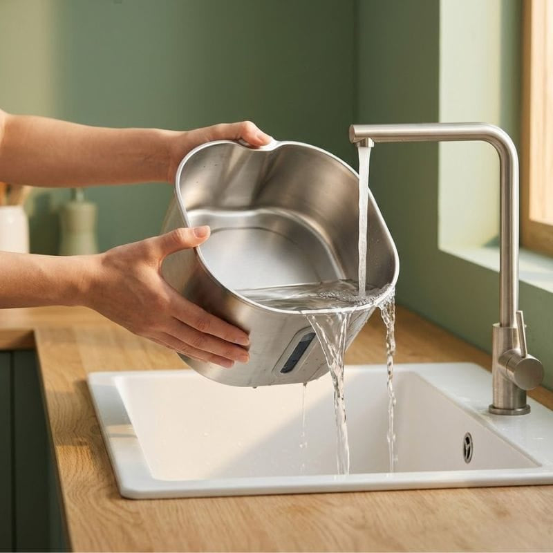 Fontaine chat inox robinet — Tatsu Chez Neko
