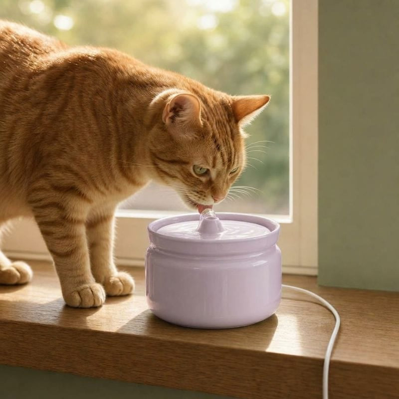 Fontaine à eau chat céramique silencieuse — Oto Chez Neko
