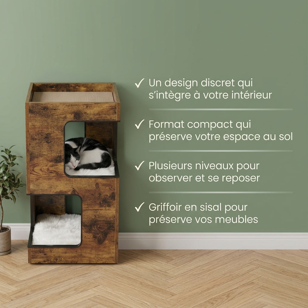 Arbre à chat bois design — Shima