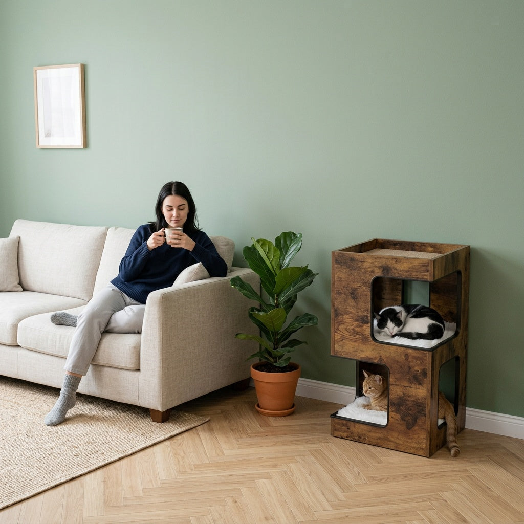 Arbre à chat bois design — Shima