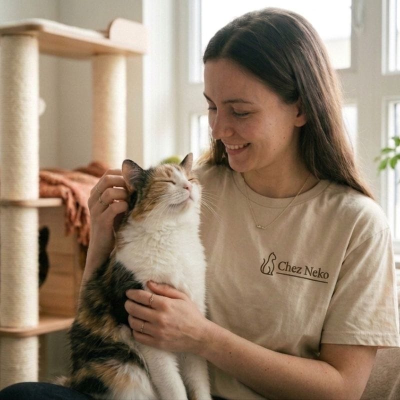 Un chat installé confortablement dans un intérieur chaleureux