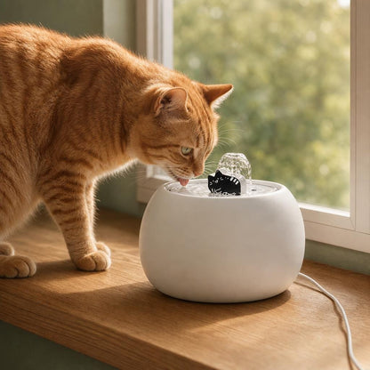 Fontaine à eau céramique noire chat — Mio Chez Neko