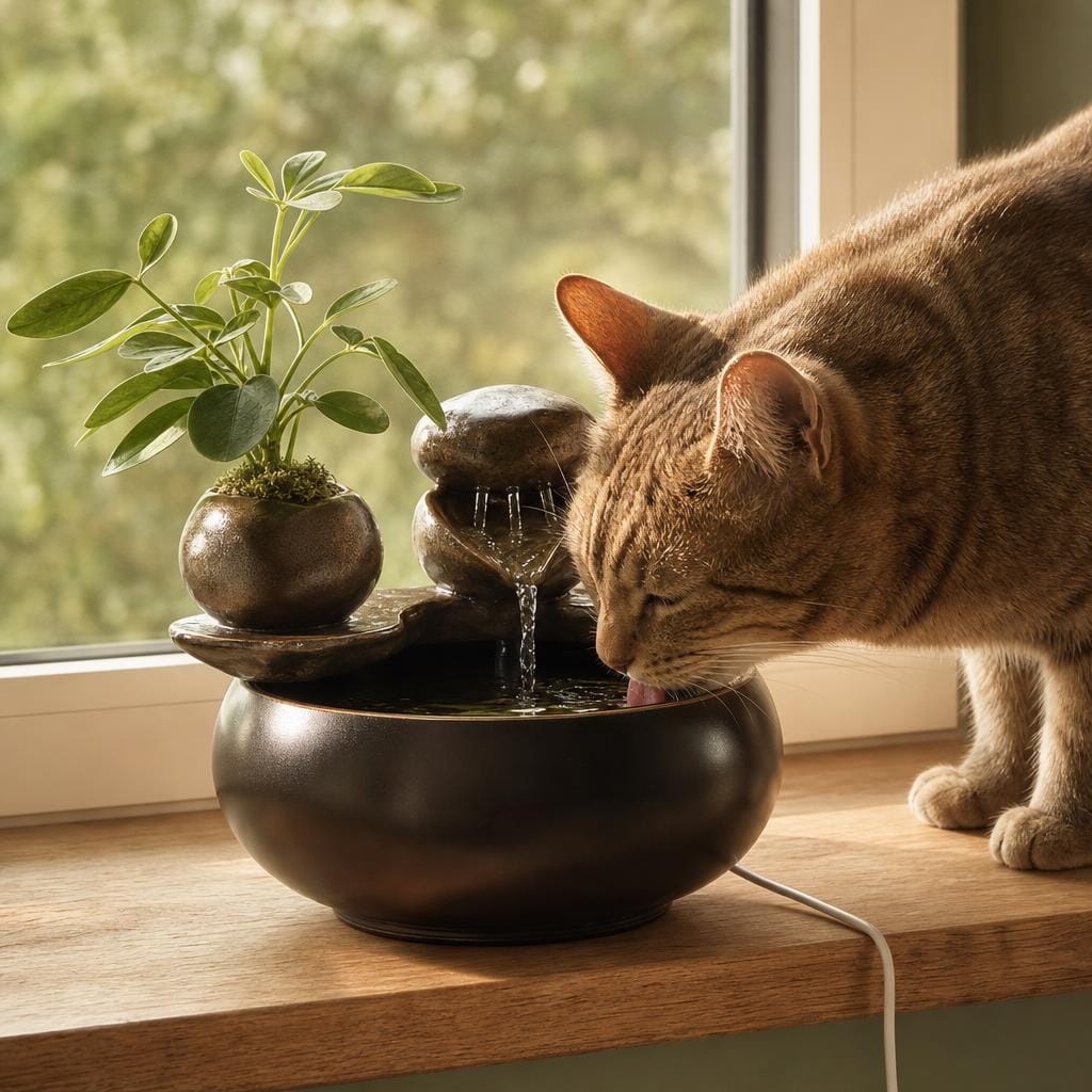 Fontaine à eau chat céramique sans filtre — Tsuki Chez Neko