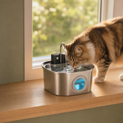 Fontaine a eau chat detecteur inox — Mizuho