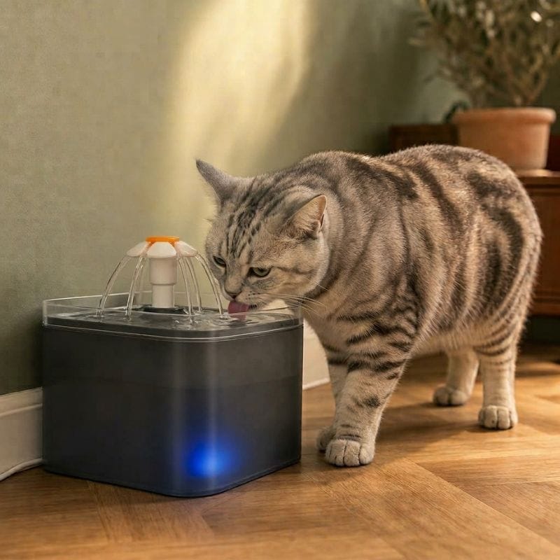 Fontaine à eau chat fleur — Fuchi Chez Neko