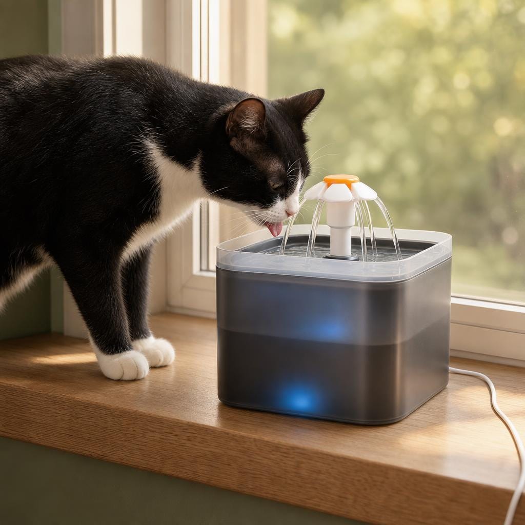 Fontaine à eau chat fleur — Fuchi Chez Neko