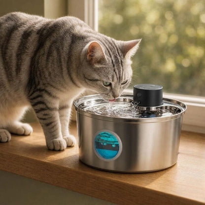 Fontaine à eau chat inox sans fil — Suika Chez Neko