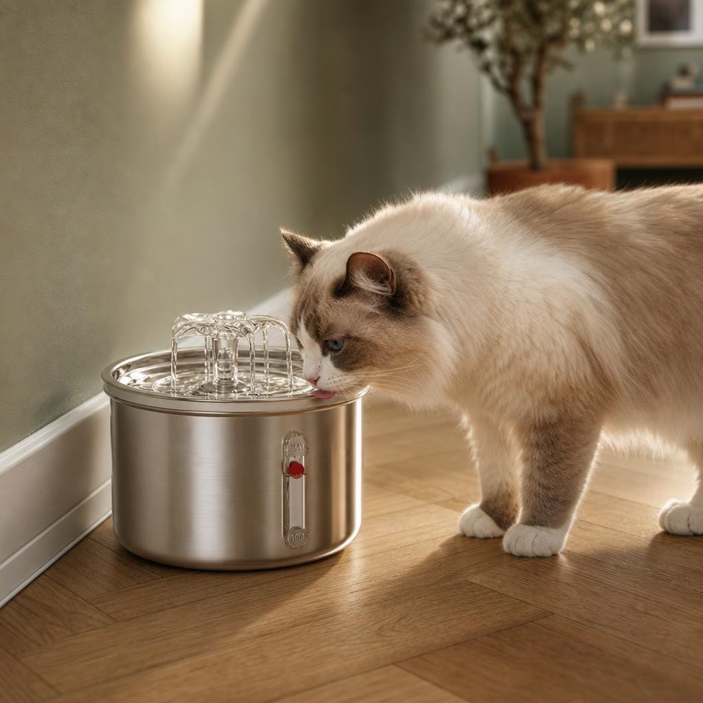Fontaine a eau pour chat cascade en inox — Yodo Chez Neko