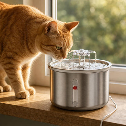 Fontaine a eau pour chat cascade en inox — Yodo Chez Neko