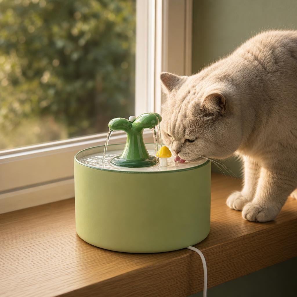 Fontaine chat céramique — Suito Chez Neko