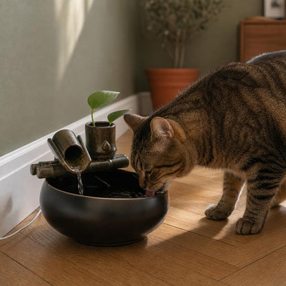 Fontaine chat céramique sans filtre — Sasa Chez Neko