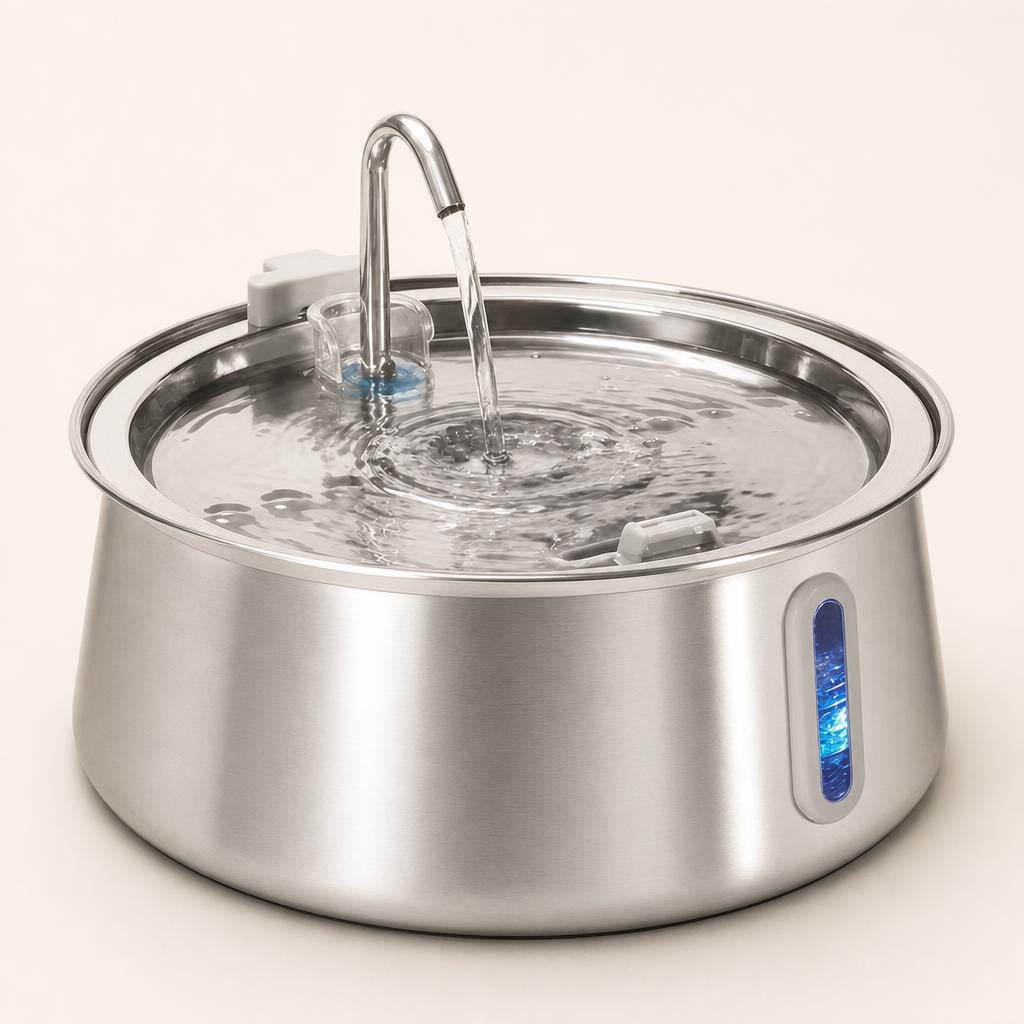 Fontaine chat inox — Hama Chez Neko