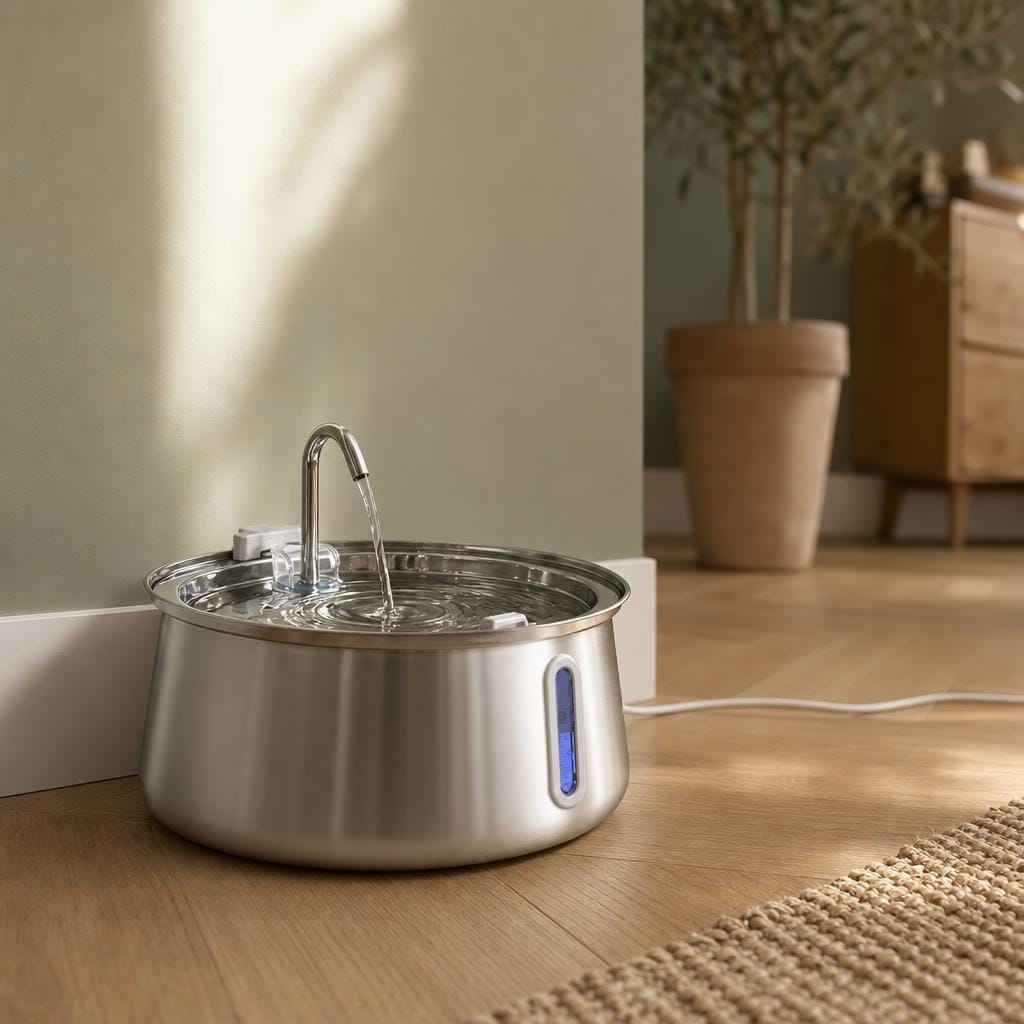 Fontaine chat inox — Hama Chez Neko