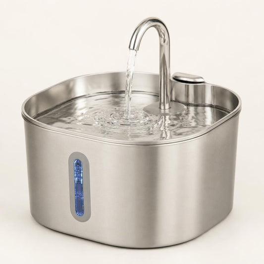 Fontaine chat inox robinet — Tatsu Chez Neko