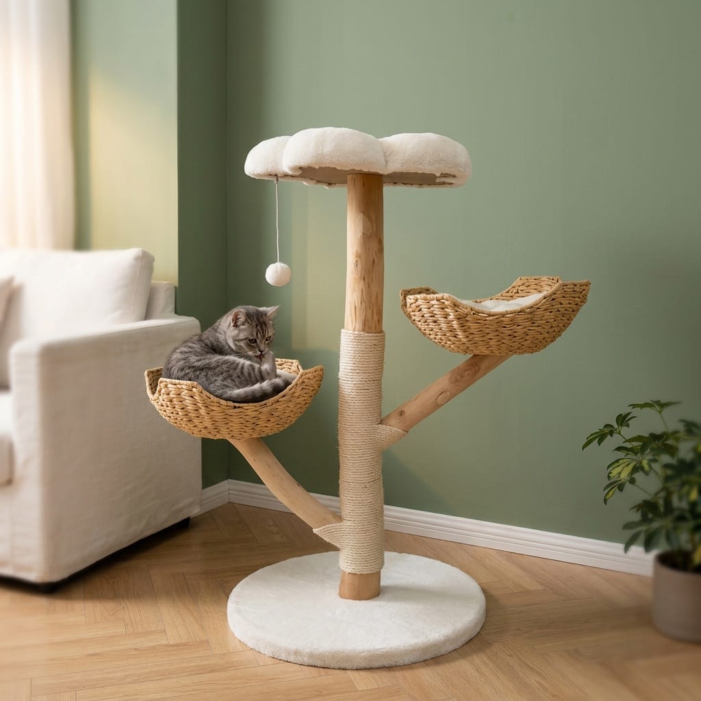 Arbre a chat avec bois flotté