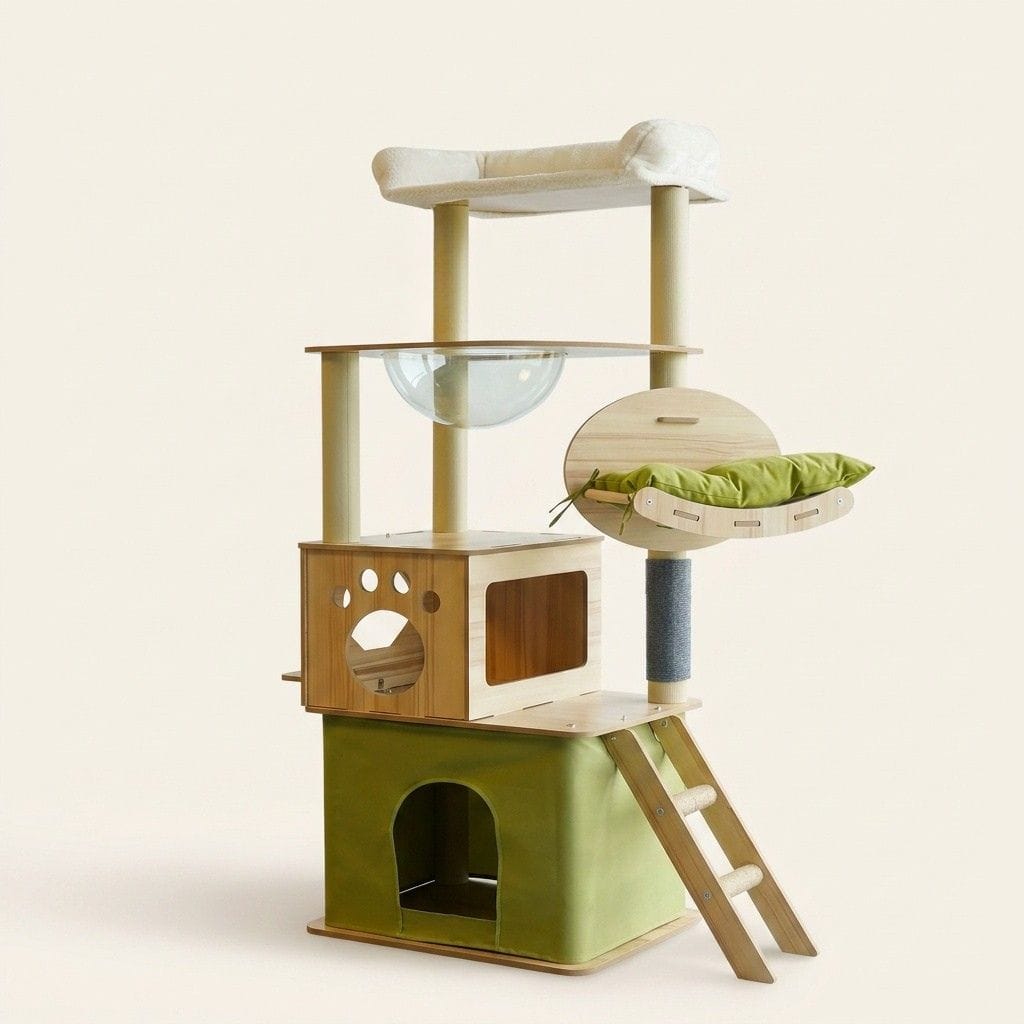 Arbre a chat avec caisse en bois