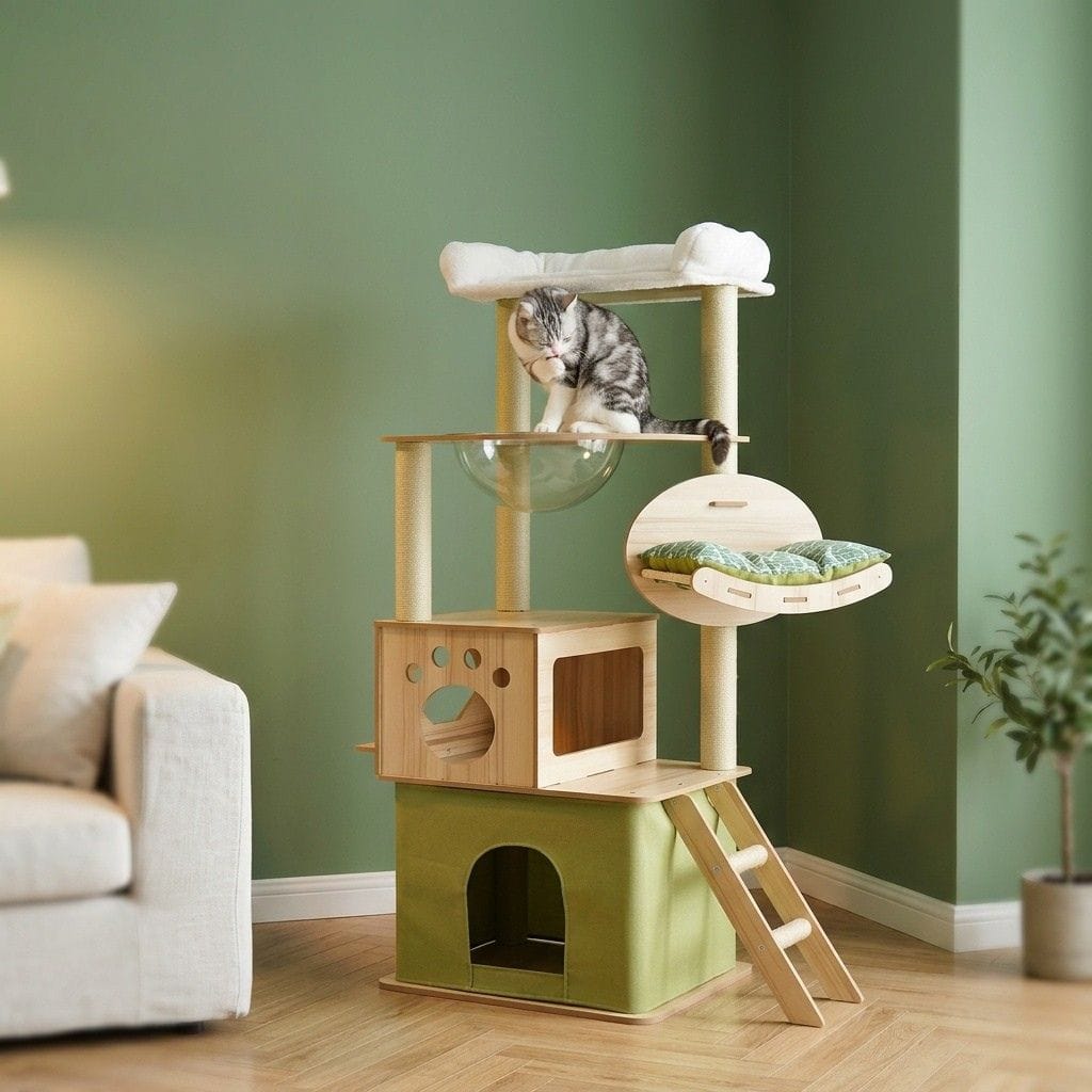 Arbre a chat avec caisse en bois