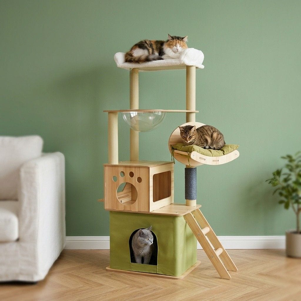 Arbre a chat avec caisse en bois