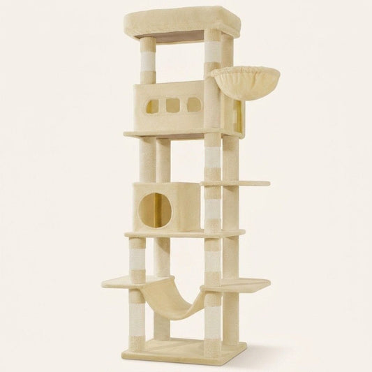 Arbre a chat beige avec hamac