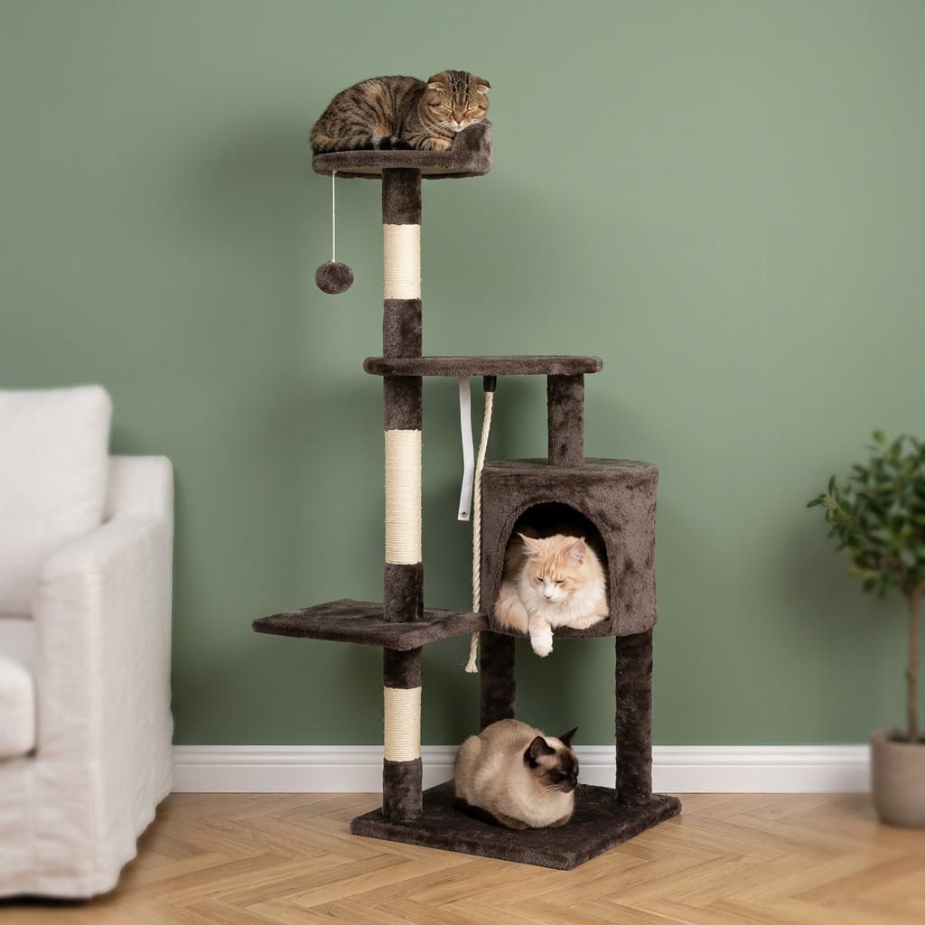 Arbre a chat beige et marron