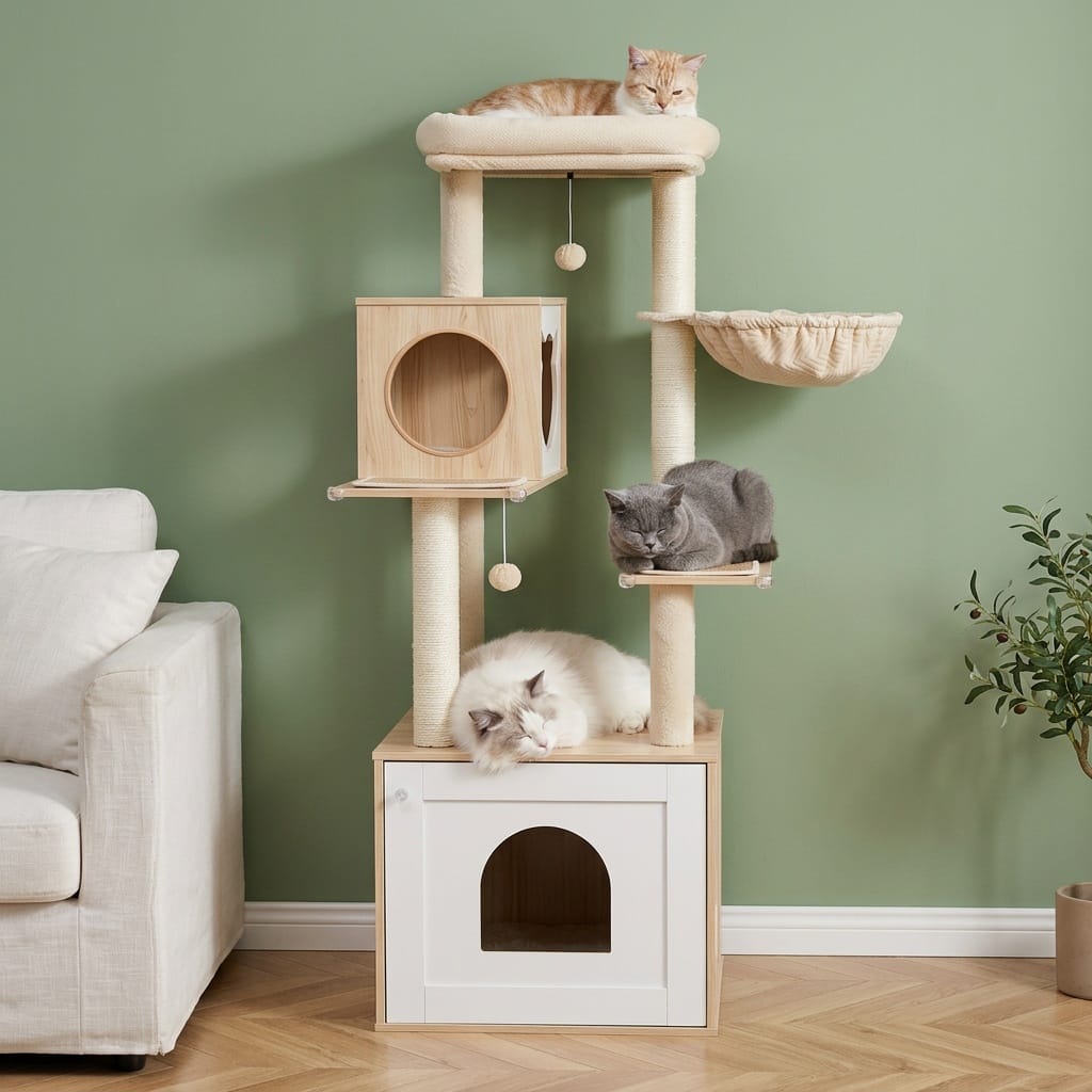 Arbre a chat bois blanc