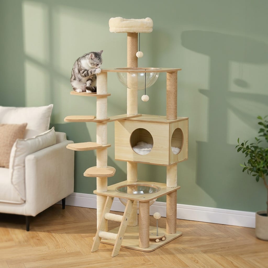 Arbre a chat bois naturel
