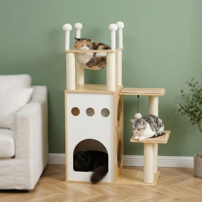 Arbre a chat en bois naturel