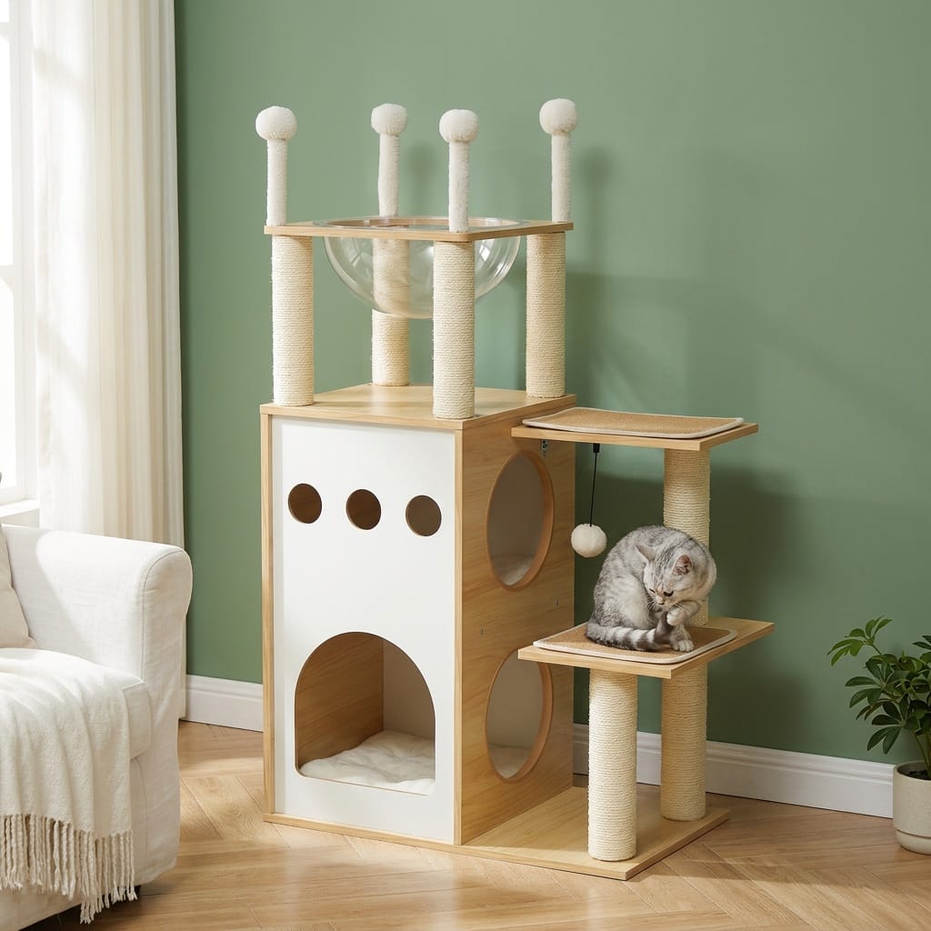 Arbre a chat en bois naturel