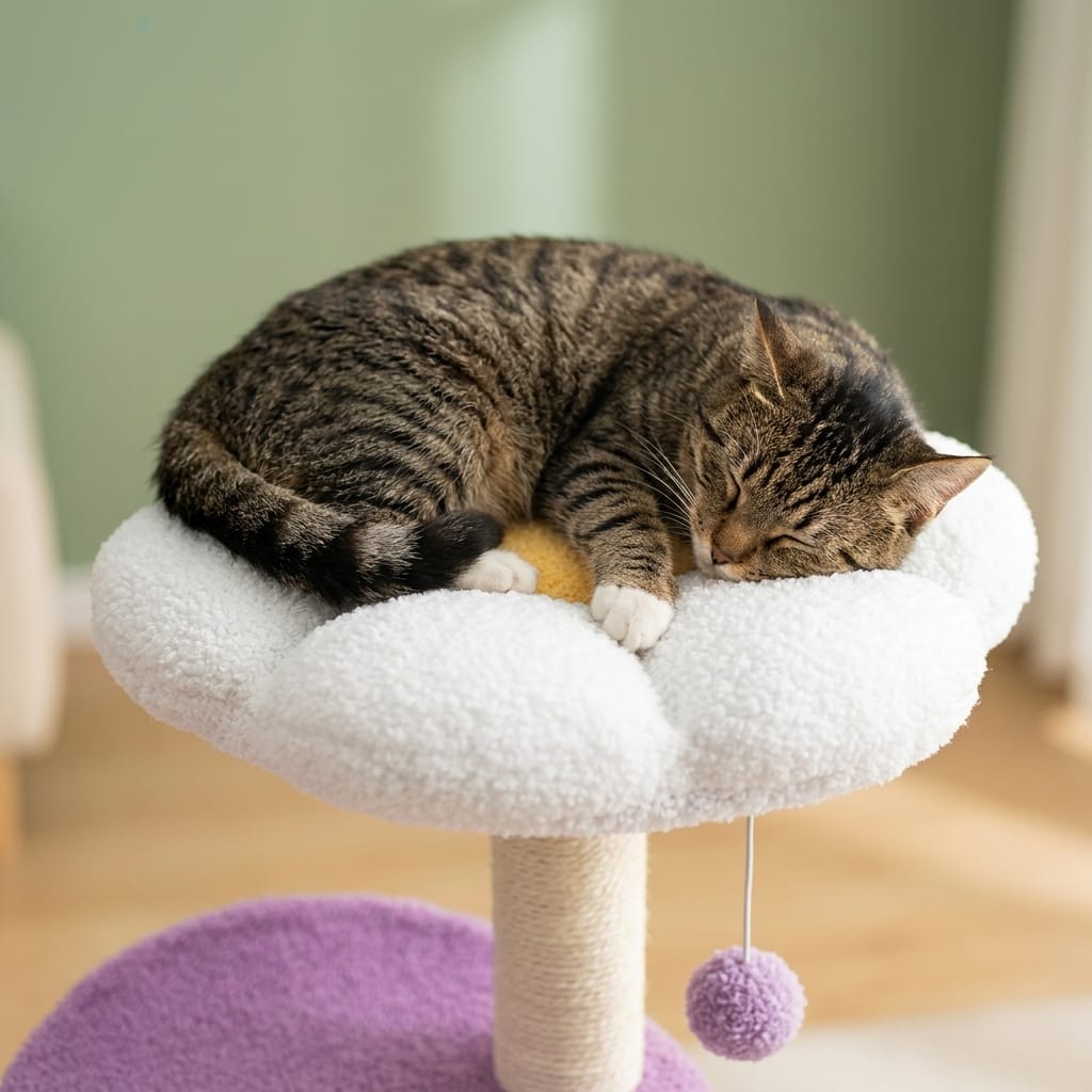 Arbre a chat fleur blanc