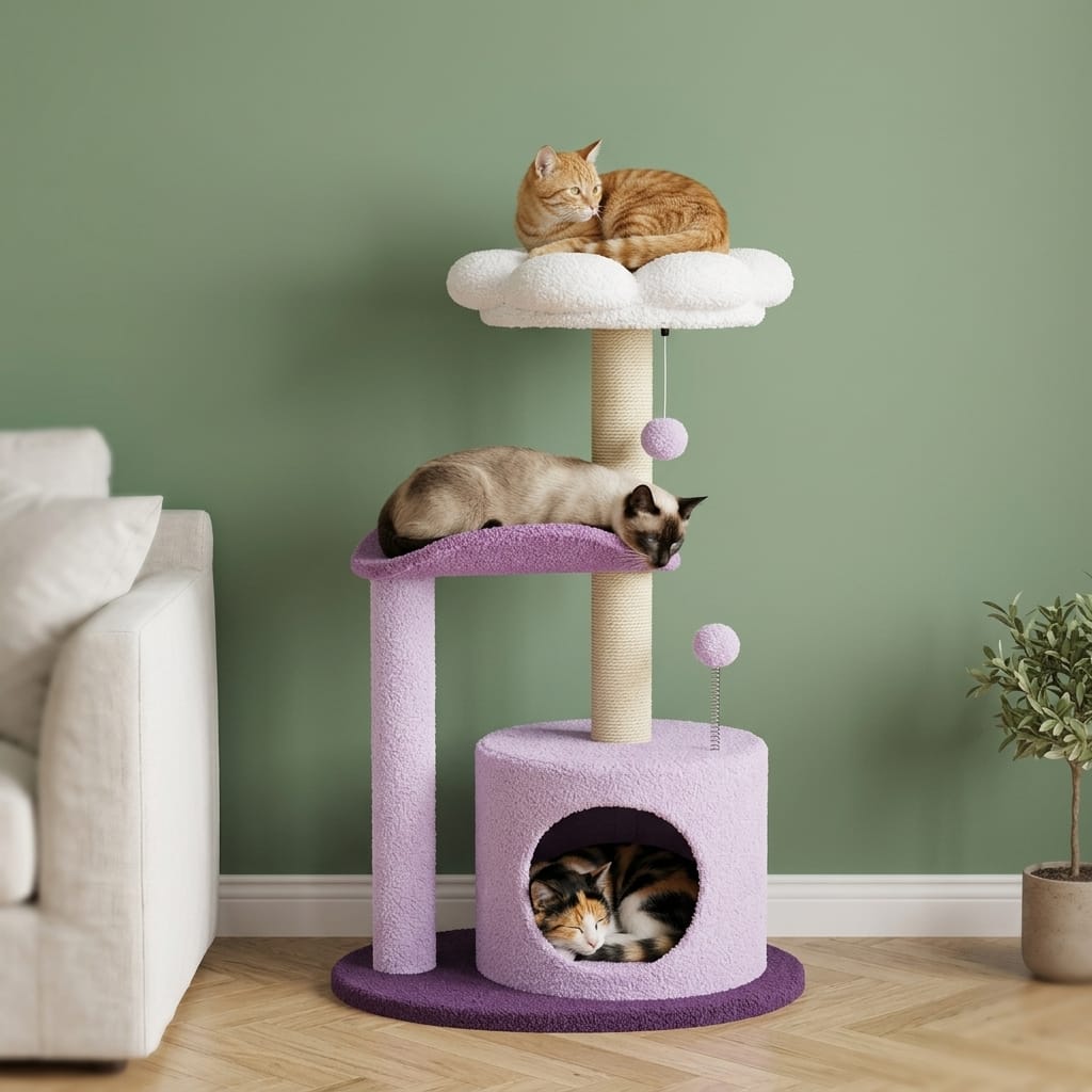 Arbre a chat fleur blanc
