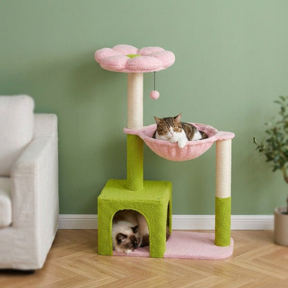 Arbre a chat fleur rose