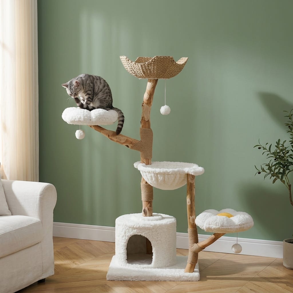 Arbre a chat maine coon bois flotté