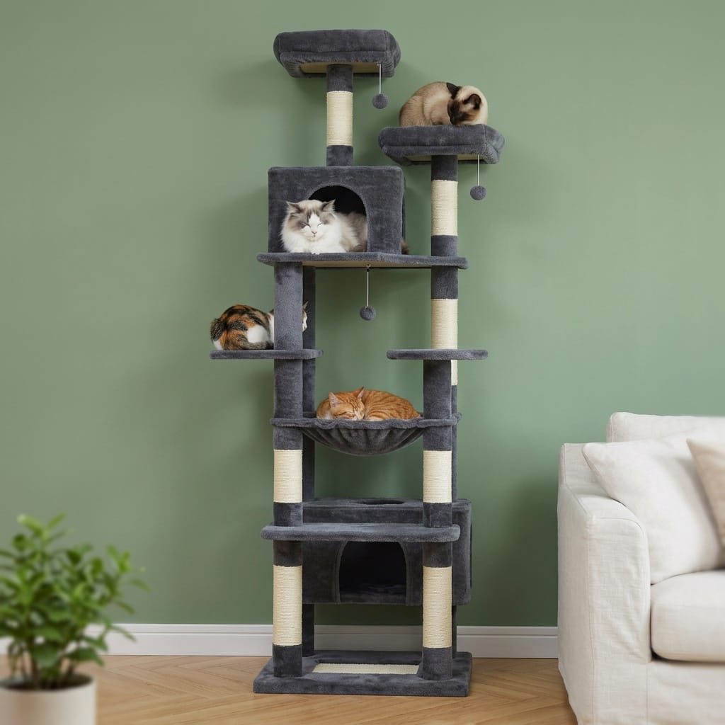 Arbre a chat maine coon gris