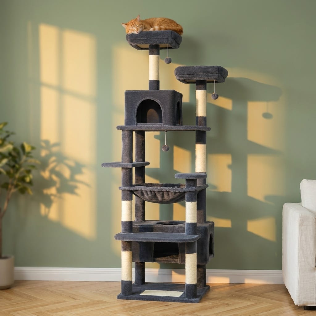 Arbre a chat maine coon gris