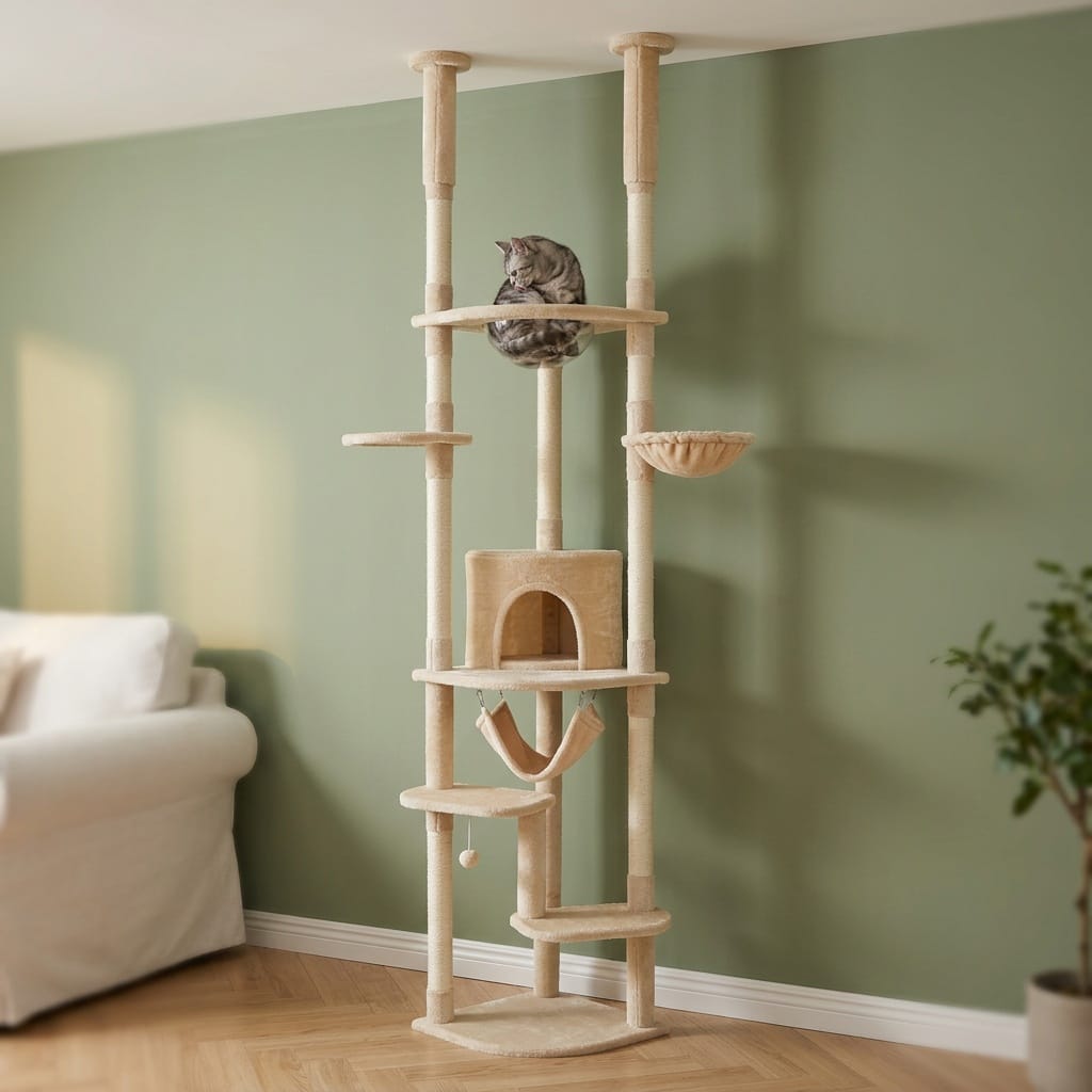 Arbre a chat plafond beige