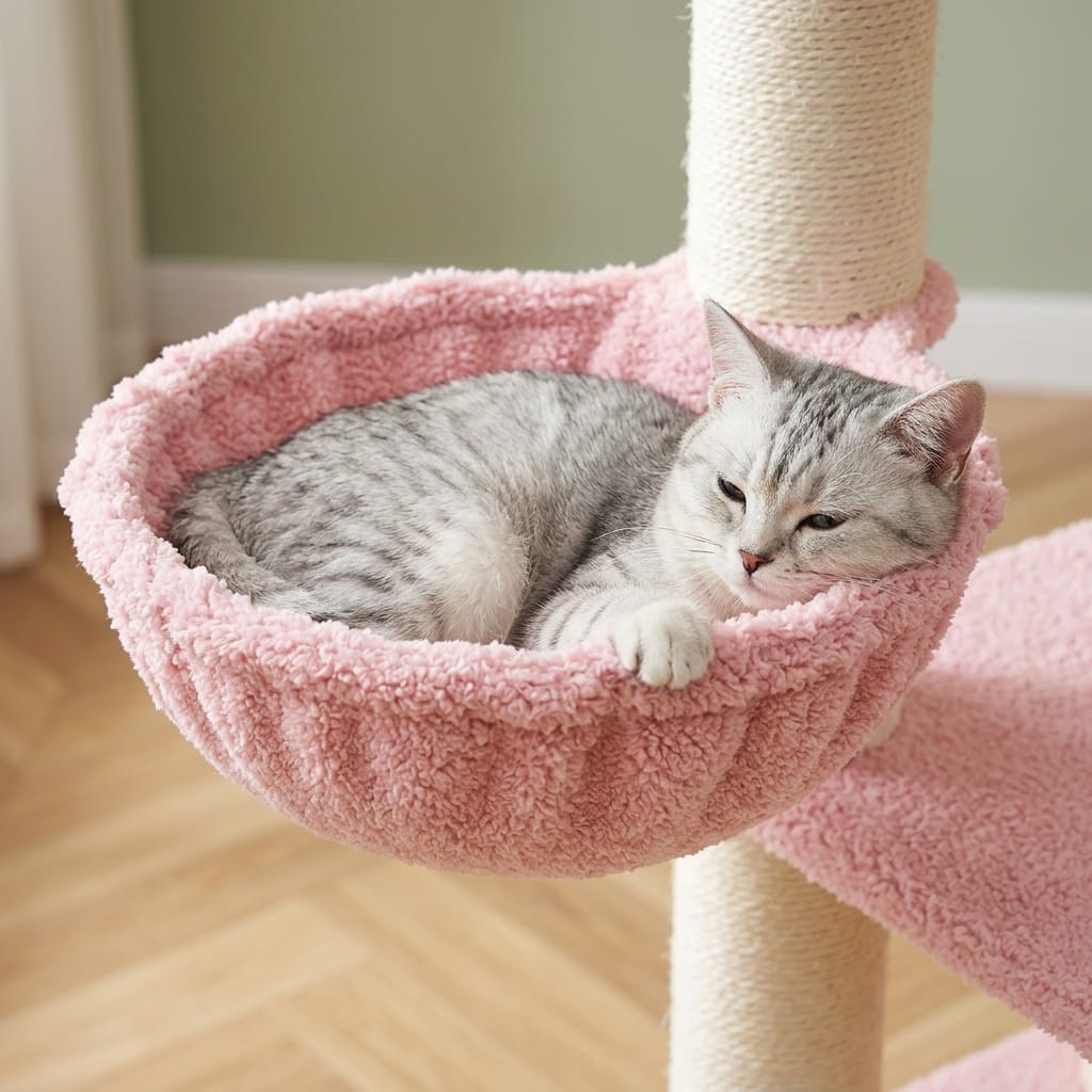 Arbre a chat rose pale