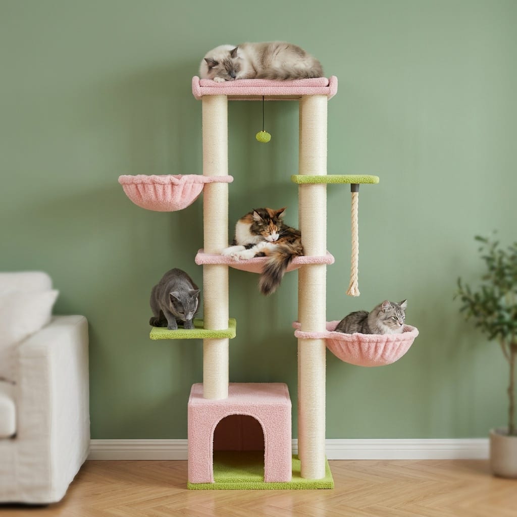 Arbre a chat rose pale