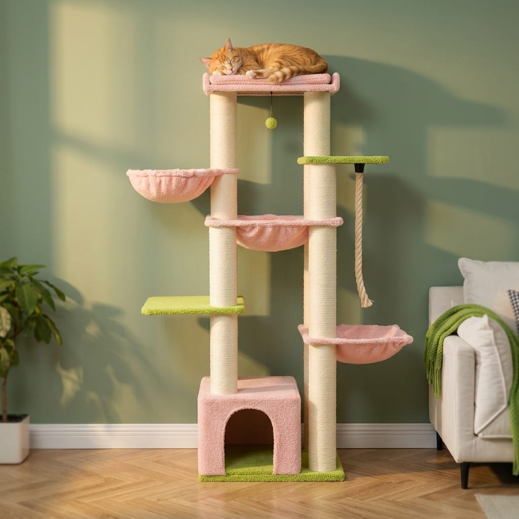 Arbre a chat rose pale