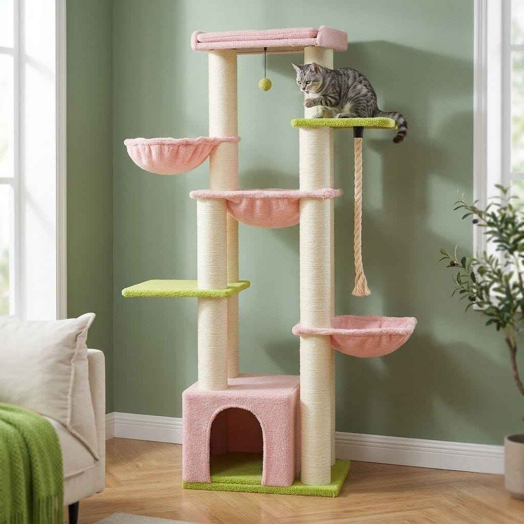 Arbre a chat rose pale