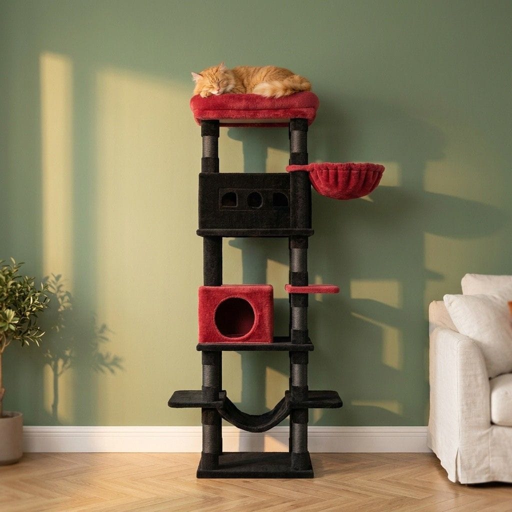 Arbre a chat rouge et noir