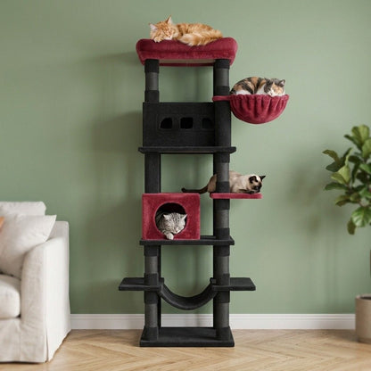 Arbre a chat rouge et noir