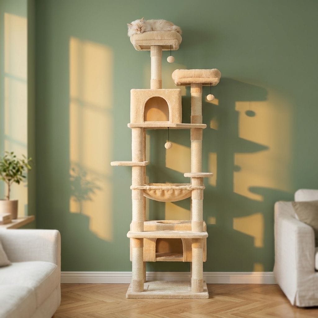 Arbre a chat tres haut beige