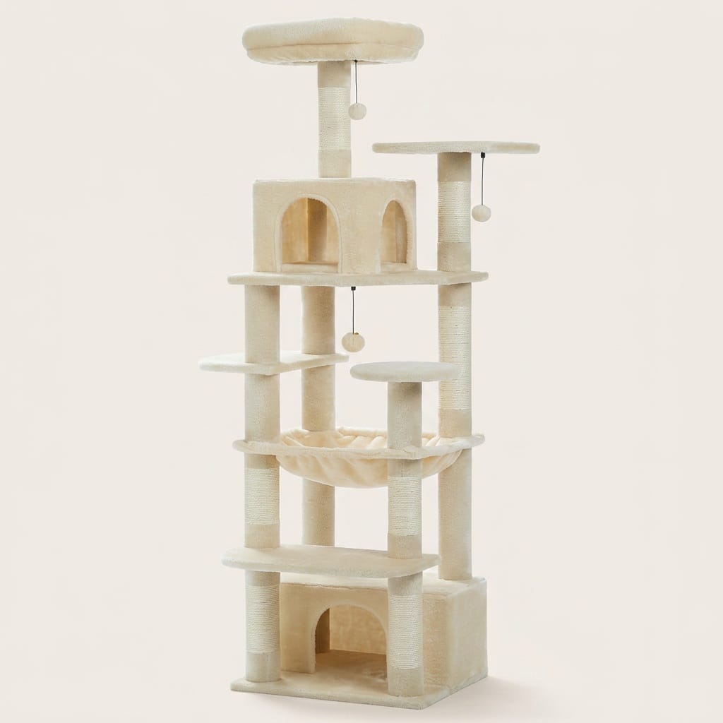 Arbre a chats avec trou beige
