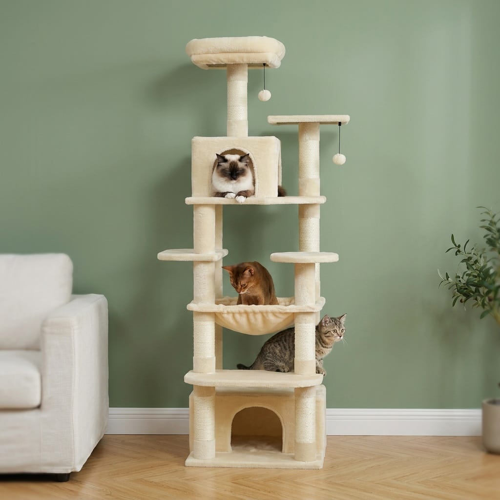 Arbre a chats avec trou beige