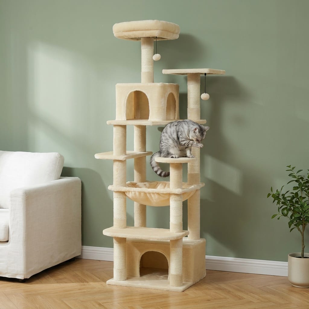 Arbre a chats avec trou beige