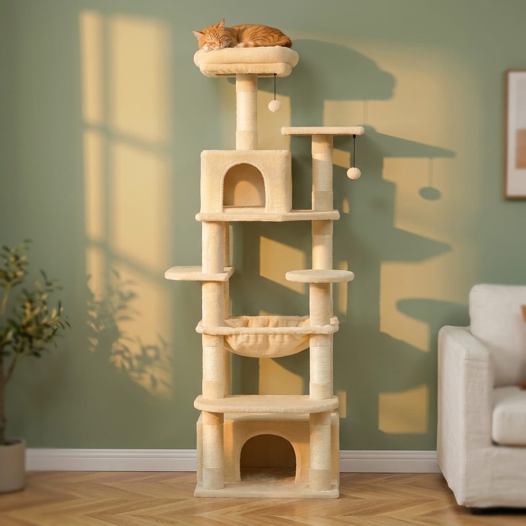 Arbre a chats avec trou beige