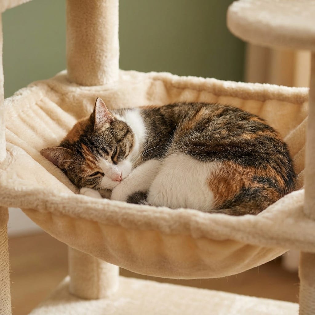 Arbre a chats avec trou beige